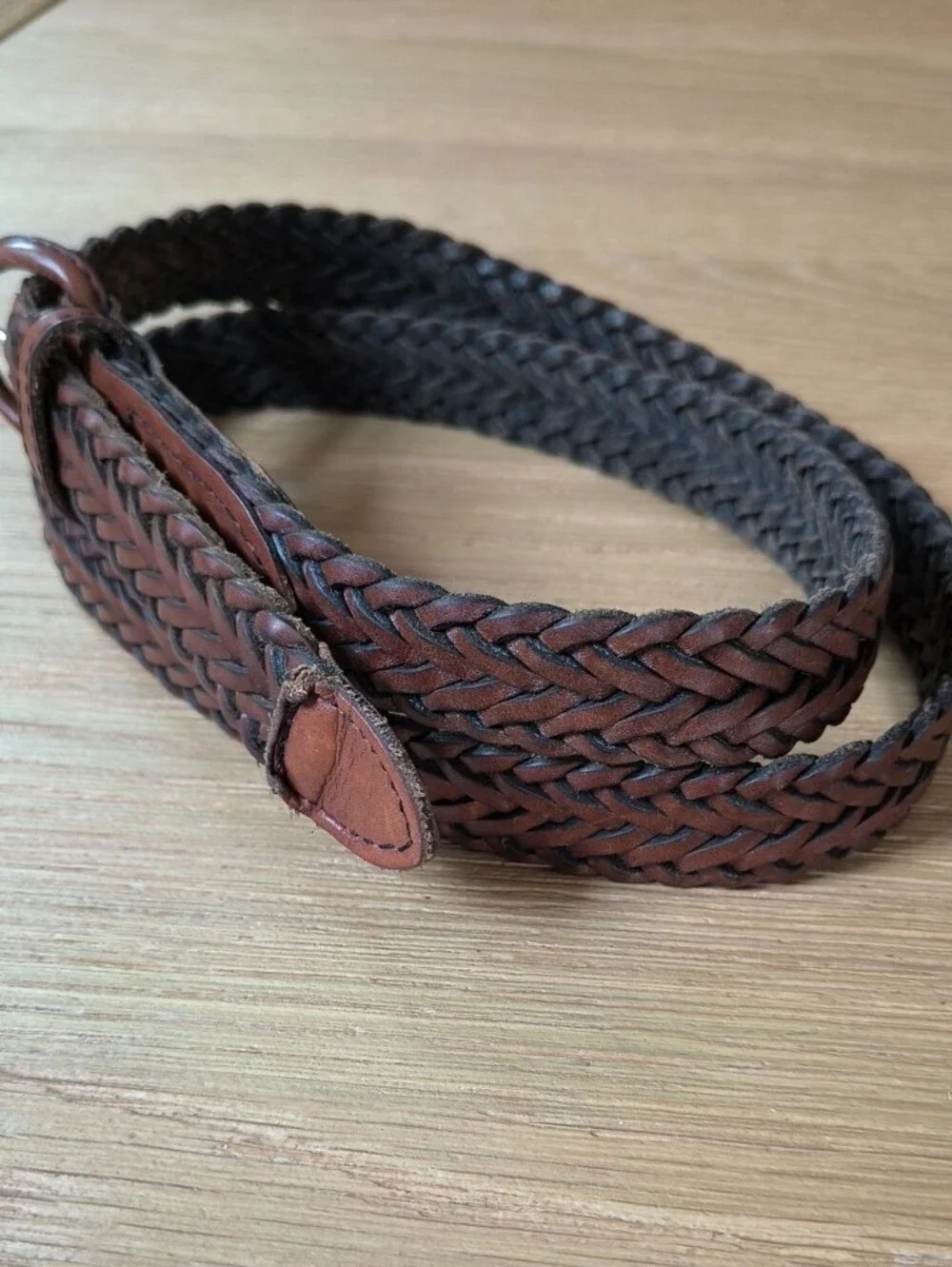 Dockers Woven Leather Belt in Brown and Dark Brown